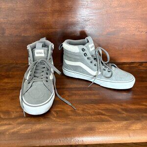 Vans Filmore High Top Women's Skate Shoes Gray White Vansguard Sherpa Size 7.5